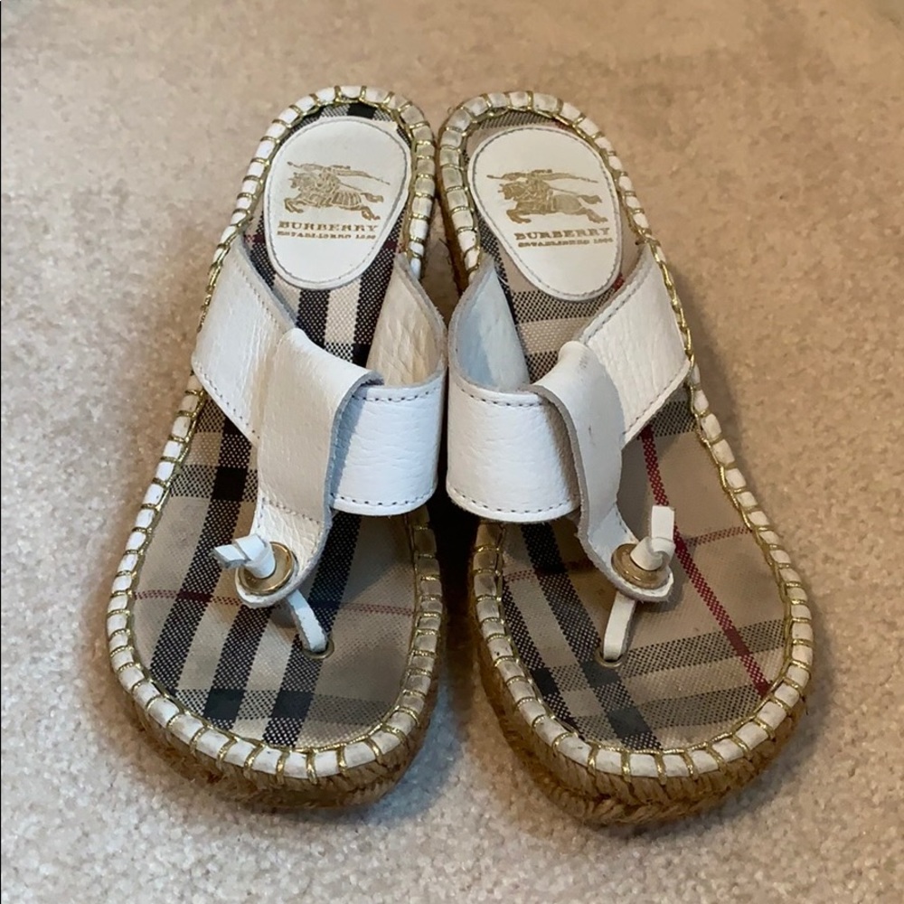 Burberry white leather wedge sandals, size 36